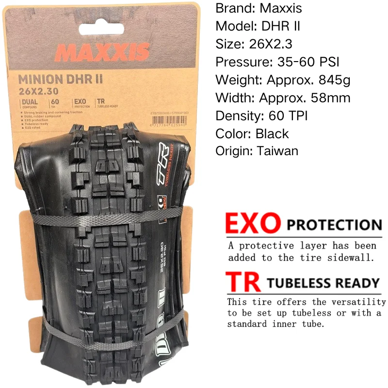 Maxxis Minion DHR (M327ru) 26/27.5/29 Inch, Downhill Folding Tire For Mountain Bike, More Wear-resistant And Stronger Cornering view 2