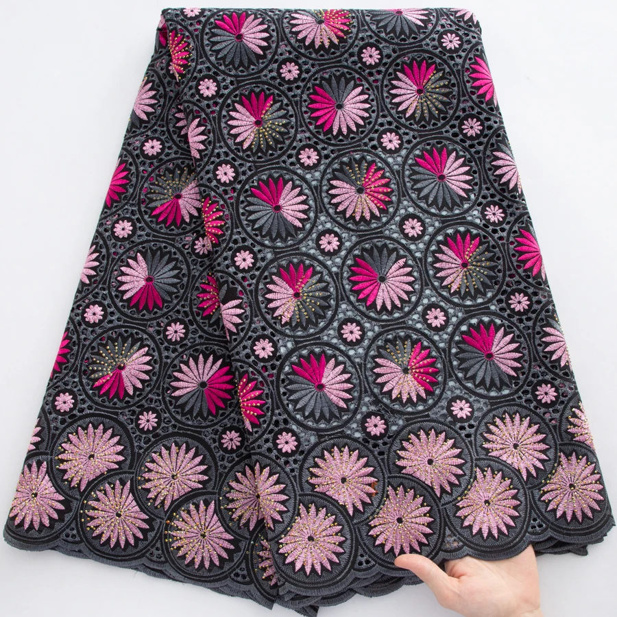 tessuto-in-pizzo-voile-svizzero-africano-2026-ricamo-floreale-nero-e-rosa-con-pietre-pizzo-nigeriano-in-cotone-secco-per-abiti-da-sposa