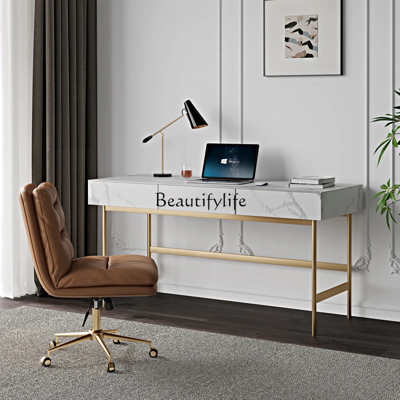 Light Luxury Minimalist Stone Plate Desk Nordic High-End Simple Home Desk Computer Desk