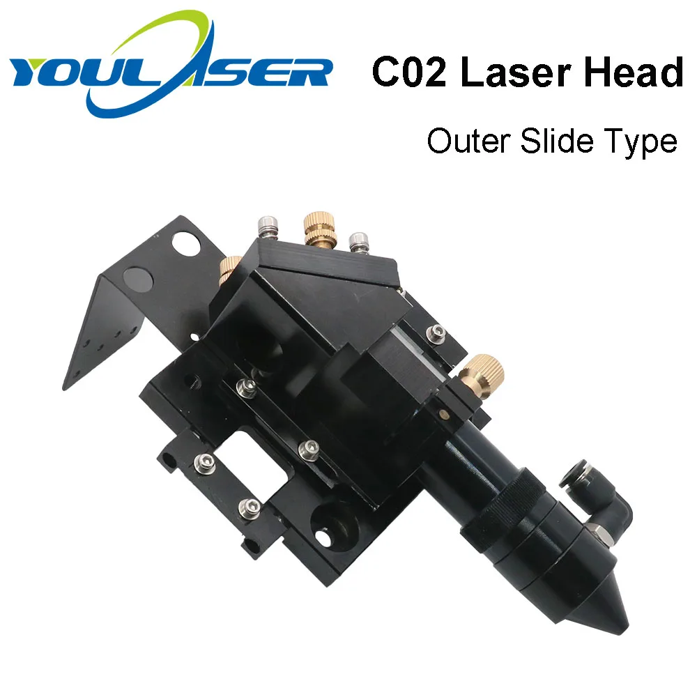 CO2 Laser Head for Dia.20mm FL 50.8/63.5mm Lens D25mm Mirror Outer Slider Type with Air Nozzle