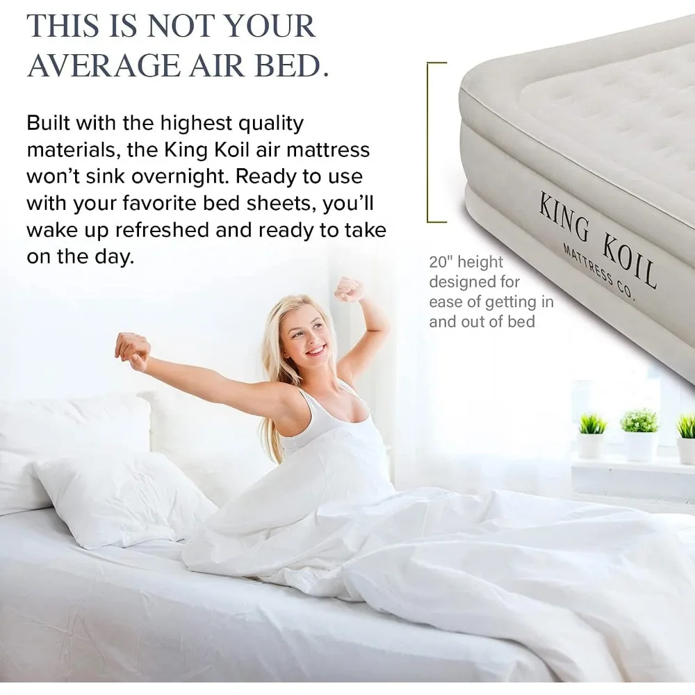 Pillow Top Plush Queen Air Mattress With Built-in High-Speed Pump Best, Queen Size Luxury Double Airbed Blow Up Mattress