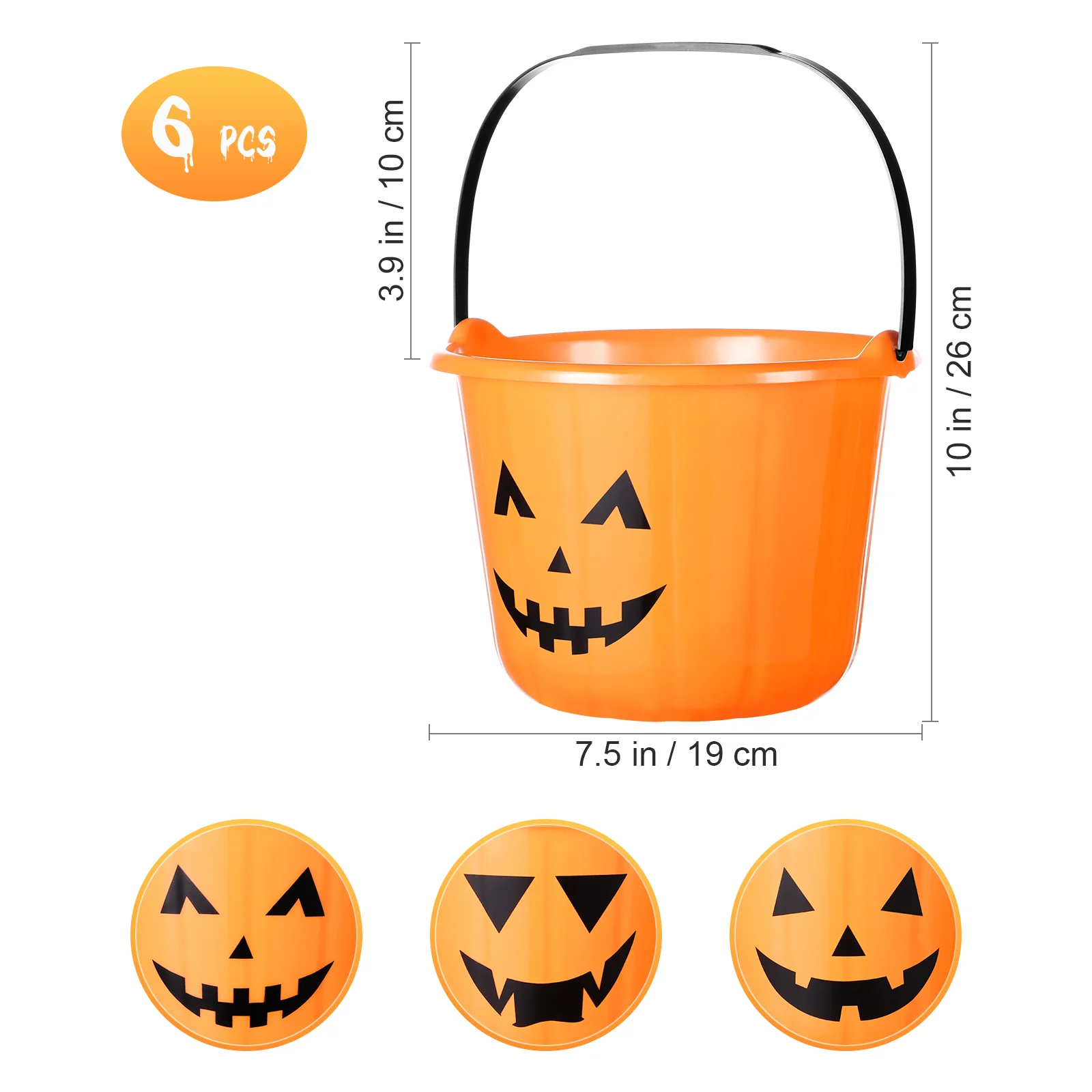 Halloween Serving Tray Candy Basket Pumpkin Bucket with Handle Party Supplies Trick or Treat for Favors Pail Holder