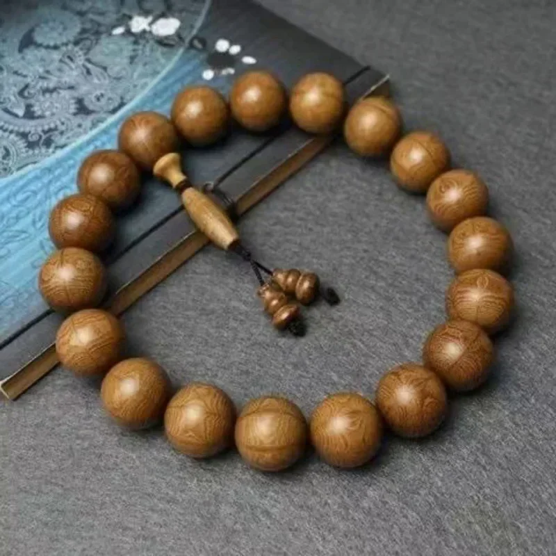 20mm Natural Six-Dao Wood Bracelet Handheld Rosary Old Material Buddhist Meditation Bead Log Wood Bracelet