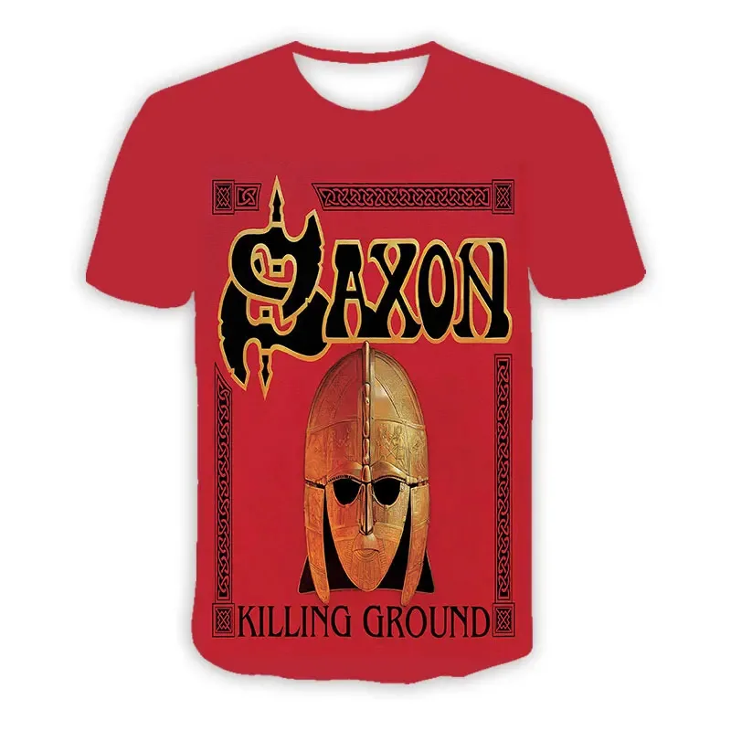 SAXON Band 캐주얼 티셔츠 3D 프린트 남성 힙합 티셔츠 패션 하라주쿠 반소매 o 넥 키즈 탑 유니섹스 의류
