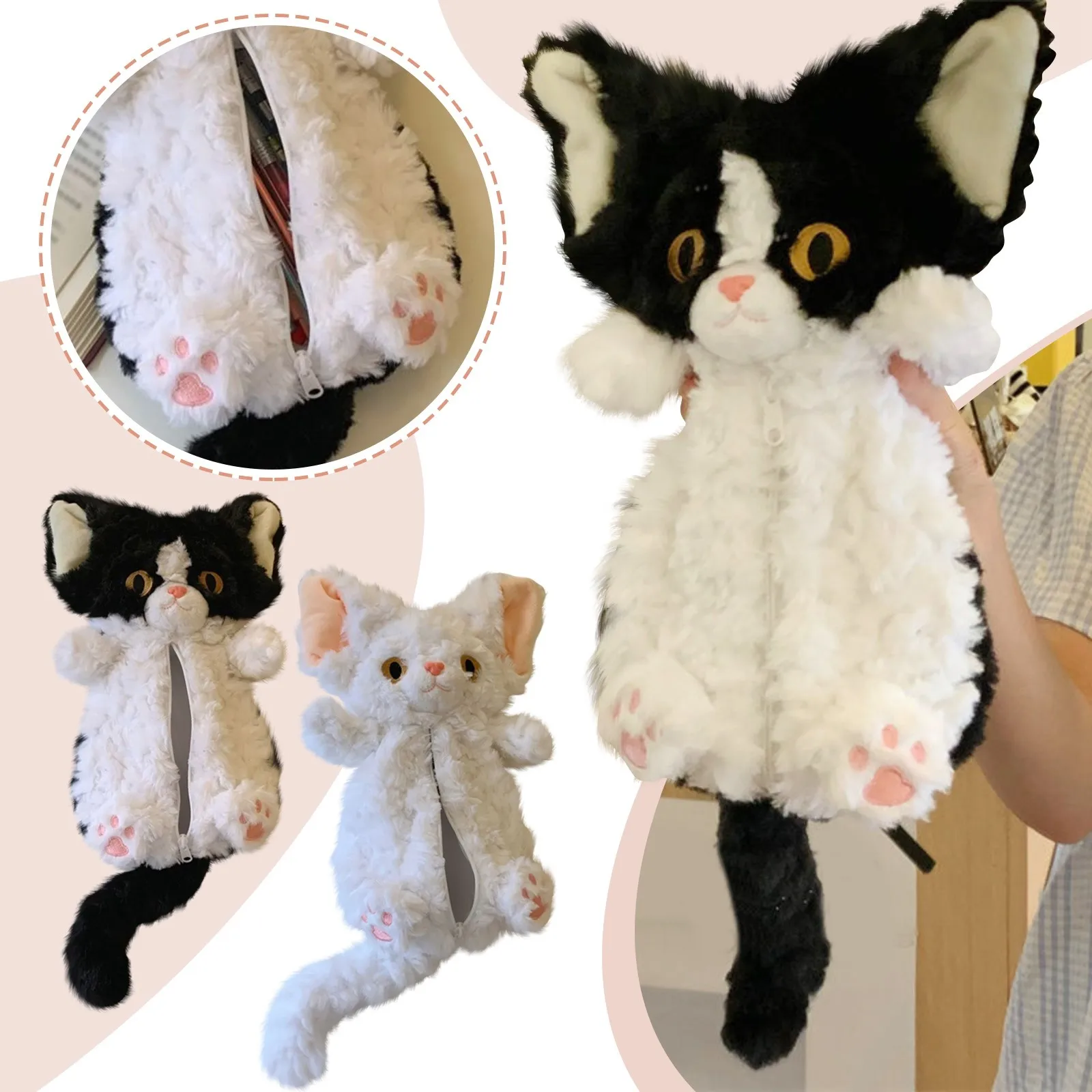 Cute Plush Animals Doll Pen Bag High Value Soft Decompression Doll Students Learning Stationery Storage Bag Gift for Girl