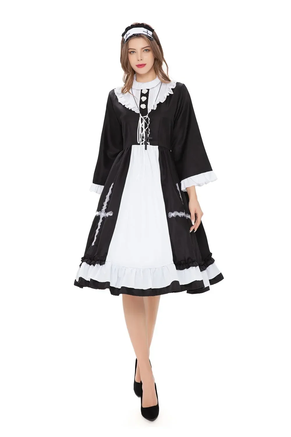 Neue Sexy Süße Lolita Kleid Maid Kostüm Anime Cosplay Maid Uniform Plus Halloween Kostüme Für Frauen Nonnen-cosplay