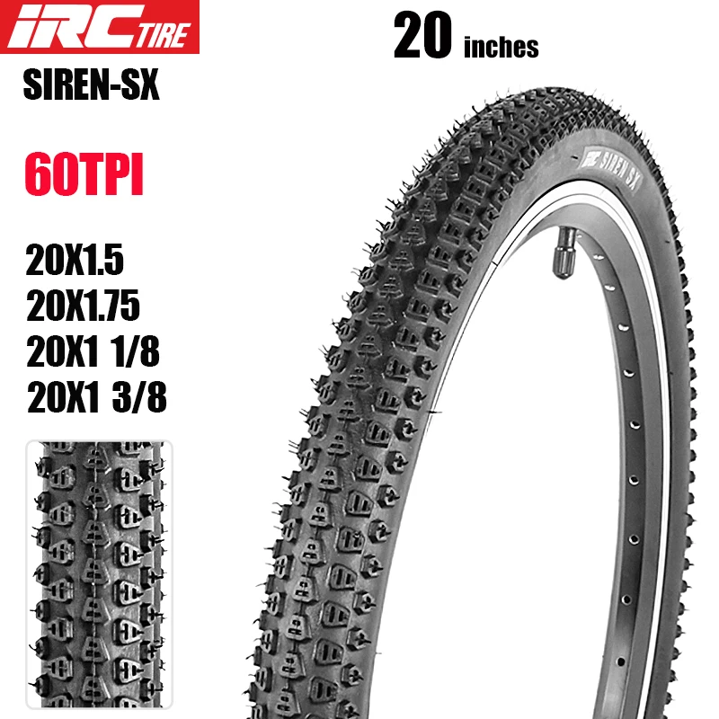 

IRC SIREN 20-дюймовая шина со стальной проволокой 20*1,5 20*1,75 20*1-1/8 60TPI BMX 406/451 Маленькое колесо Складные велосипедные шины