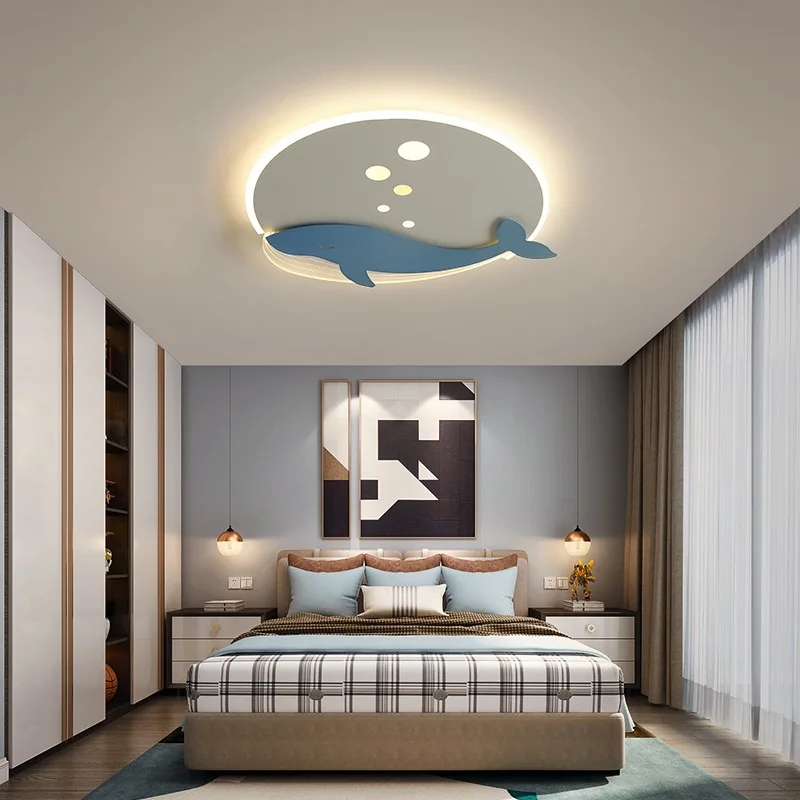 Dimmable Led Ceiling Lamp for Children Baby Boys Girls Bedroom Study Dolphin Ceiling Lights Kids room decor Chandelier Plafon