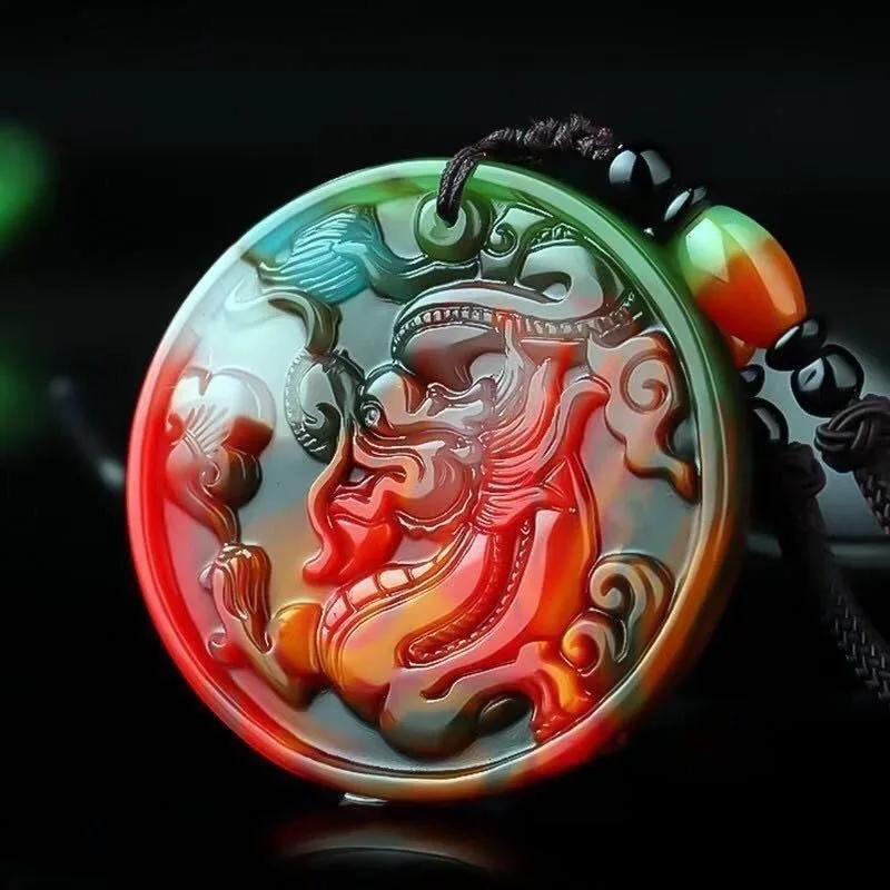 

Кулон-подвеска с изображением дракона из цветного нефрита, в старинном и новом китайском стиле