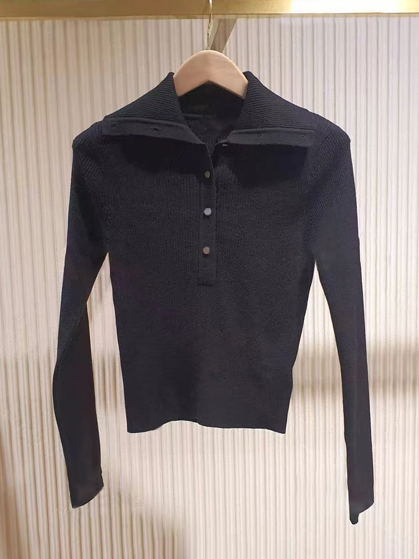 

M Home Nan You High End Women's Casual Knitted Sweater with Collar Versatile Autumn New Sle Comfortable Breathable Top