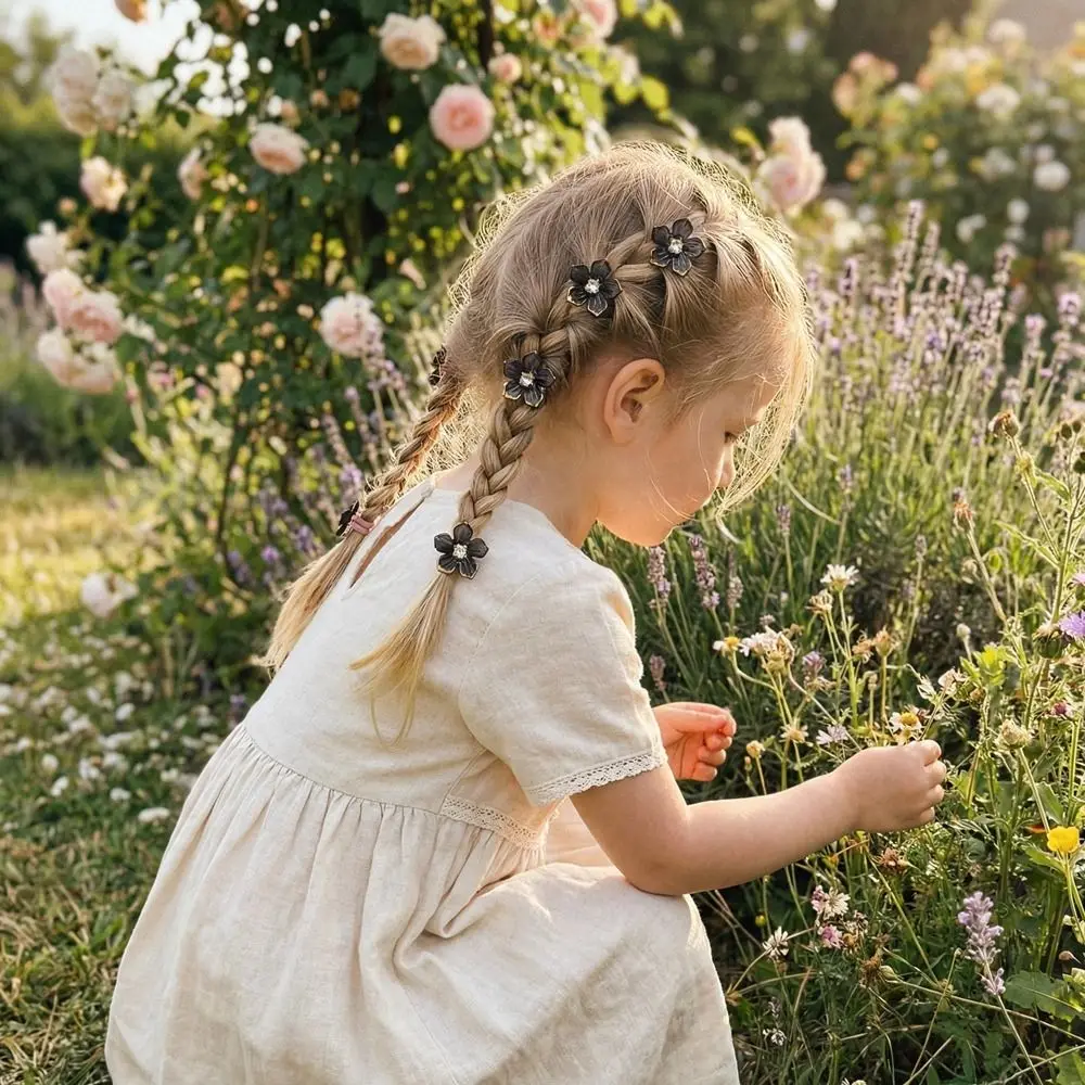 

10pcs High Elasticity Flower Girls Hair Ties Durable Cute Floral Elastic Hair Ropes Plastic Non-Slip