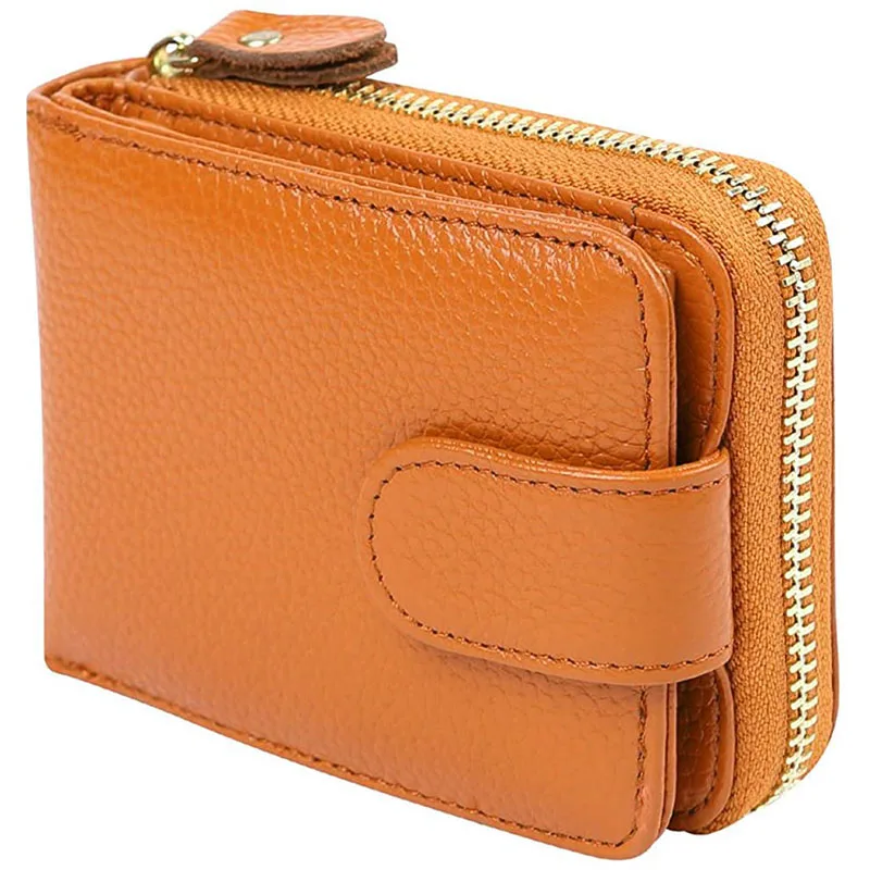 fashion genuine leather credit card holder zipper hasp ID card wallet purse