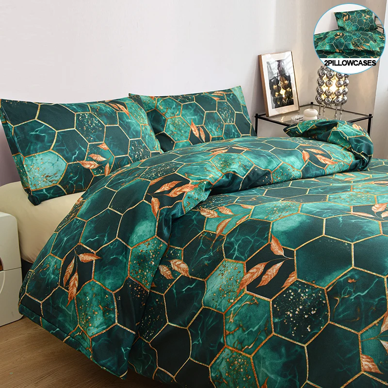 New Brushed Printed Duvet Cover Set with Pillowcases - Cozy & Soft, Add a Touch of Warmth to Your Bedroom Decor