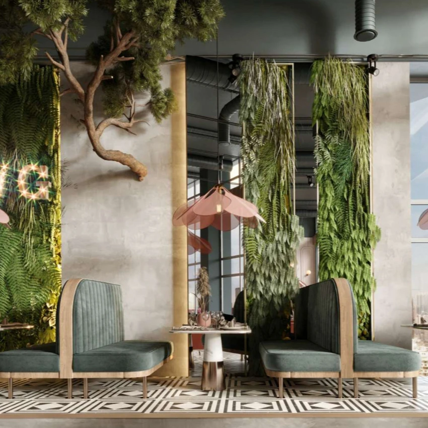 

Customized Restaurant Design Modern Elegant Furniture Green Seating Sofa Bench for Coffee Shop Restaurant Booths Sofa