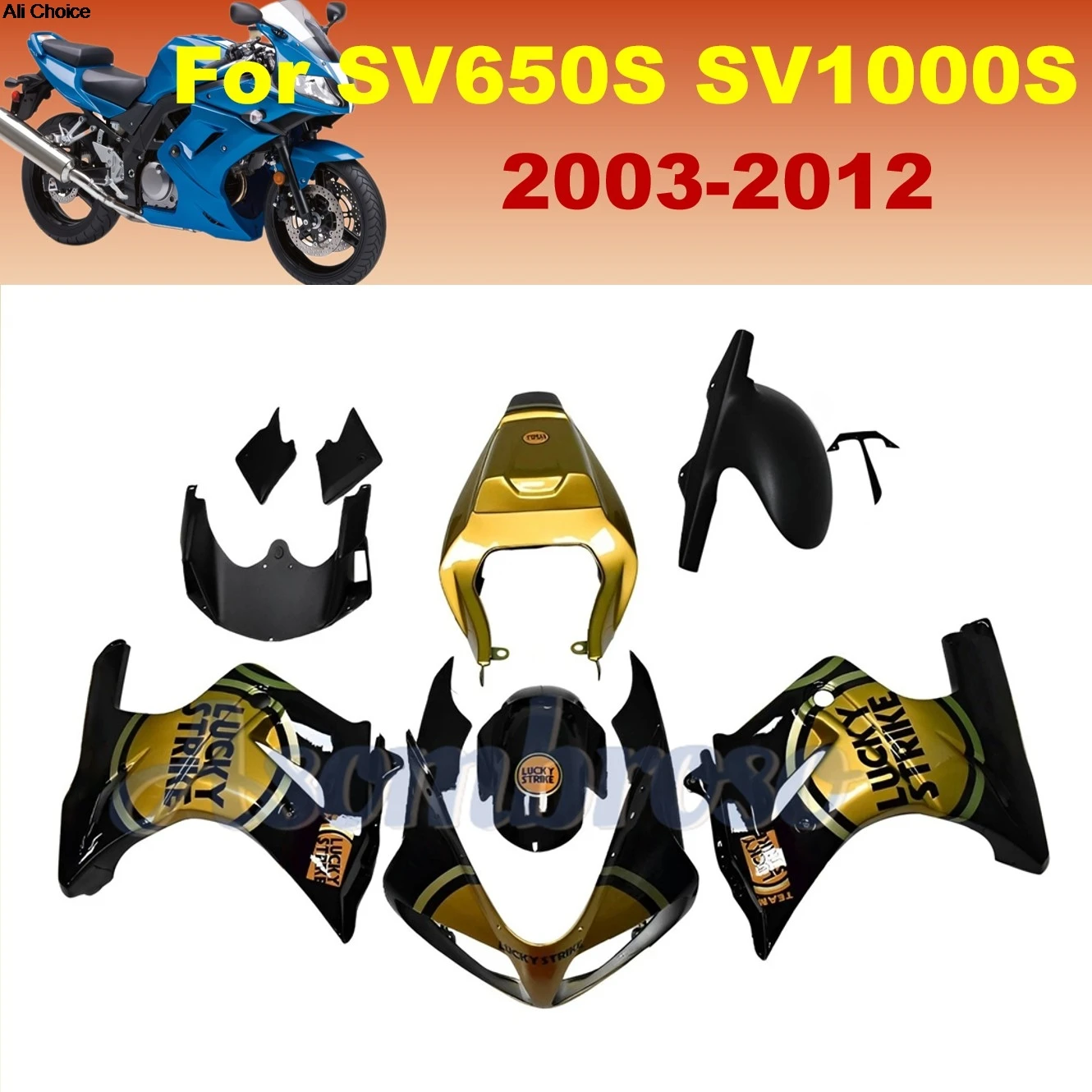 Kit Carene Oro Nero per SV650S SV1000S 2003-2012 in Plastica ABS per Moto