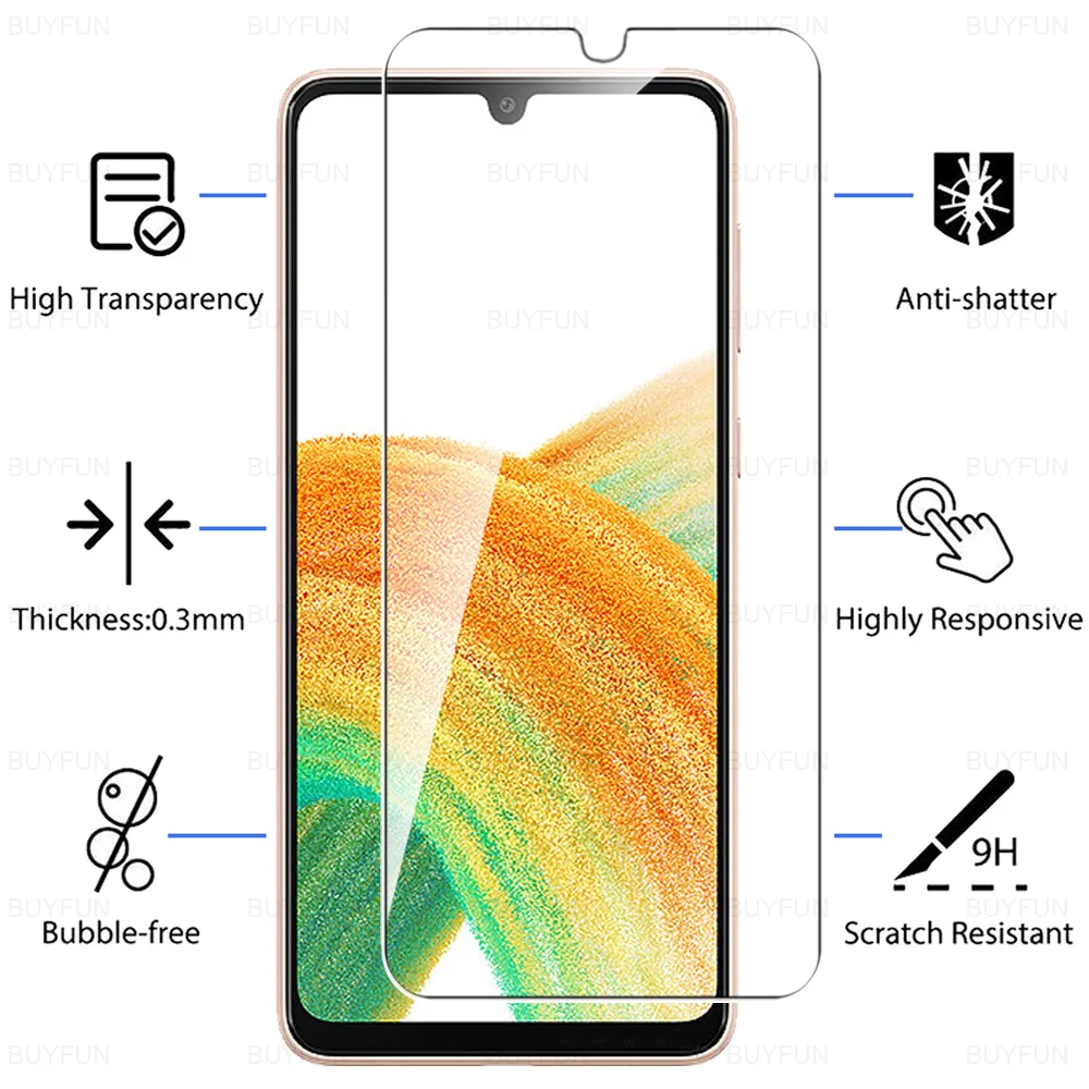 3PCS HD Protective Glass Case For Samsung Galaxy A33 5G 6.4\