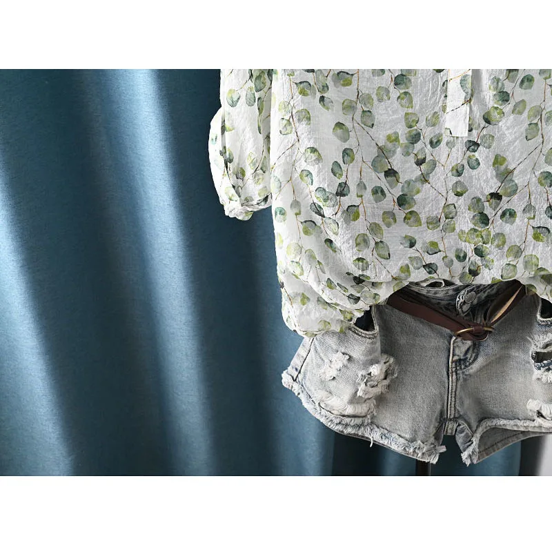 Casual All-match Printed Half Sleeve Blouse New Women\'s Clothing Fashion Elegant V-Neck Button Patchwork Loose Pullovers Shirt