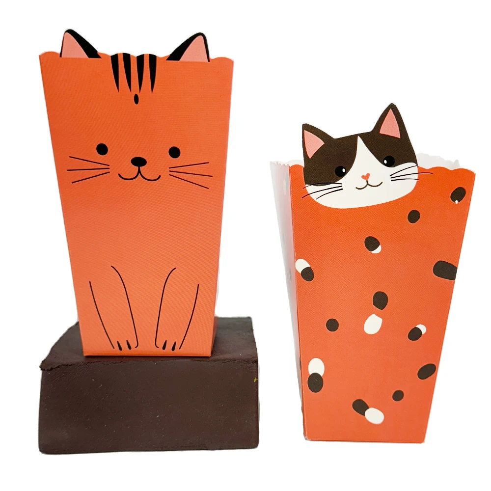 8/16/24/40 Stück Niedliche Katzen-Popcorn-Box Lebensmittelverpackungsbox Katzen-Geburtstagsparty Babyparty-Dekorationszubehör – Detail 4