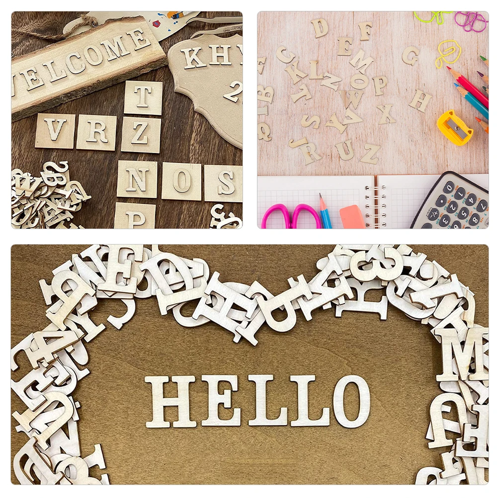 

104 Pcs Wooden Letters for Crafts Unpainted Basswood Cutouts DIY Decorations Montessori Education Wall Labels Smooth Surface
