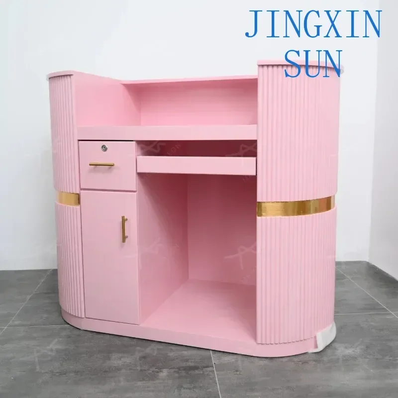 Furniture panel office front desk circular LED light nail table