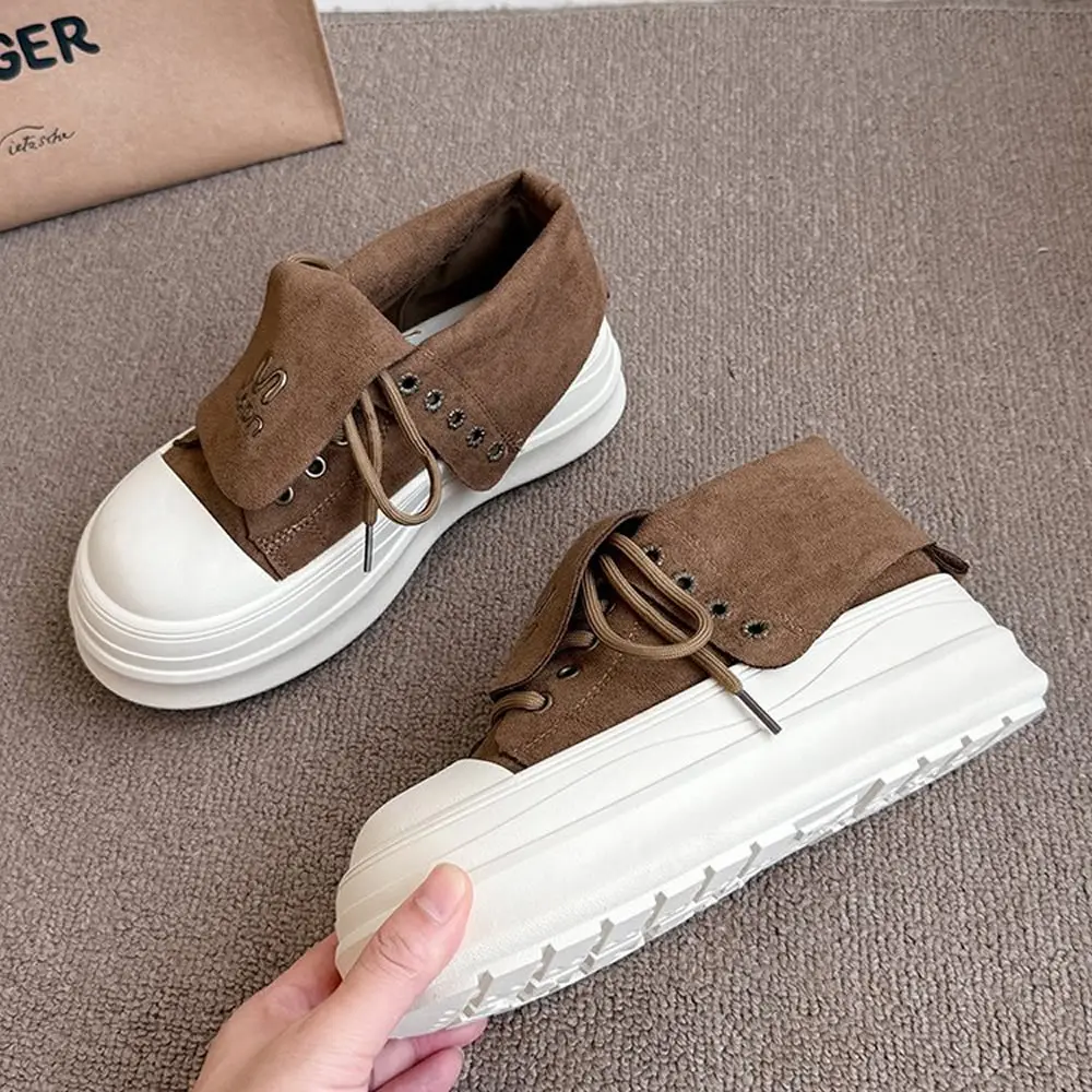 المرأة ريترو الوجه تصميم سميكة وحيد أحذية بوت قصيرة غير رسمية الخريف 2025 موضة الاتجاه تنوعا Cofmortable عدم الانزلاق أحذية رياضية مكتنزة