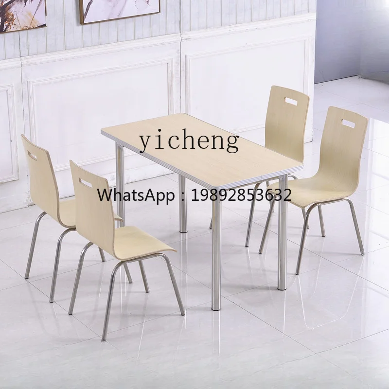 Stainless Steel Canteen Table & Chair Combination Snack Bar Table and Chair Simple