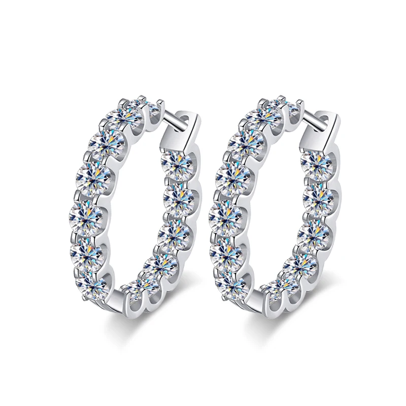 

2.6ct D Color Moissanite Earring 925 Sterling Sliver Plated White Gold Hoop Earring for Women Wedding Party Jewelry
