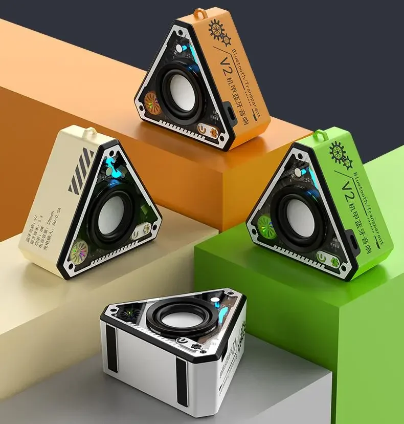 NEW V2 Hot Sale Mecha Style Mini Wireless Bluetooth Speaker Desktop Outdoor Creative Portable Subwoofer Wireless Small Speaker