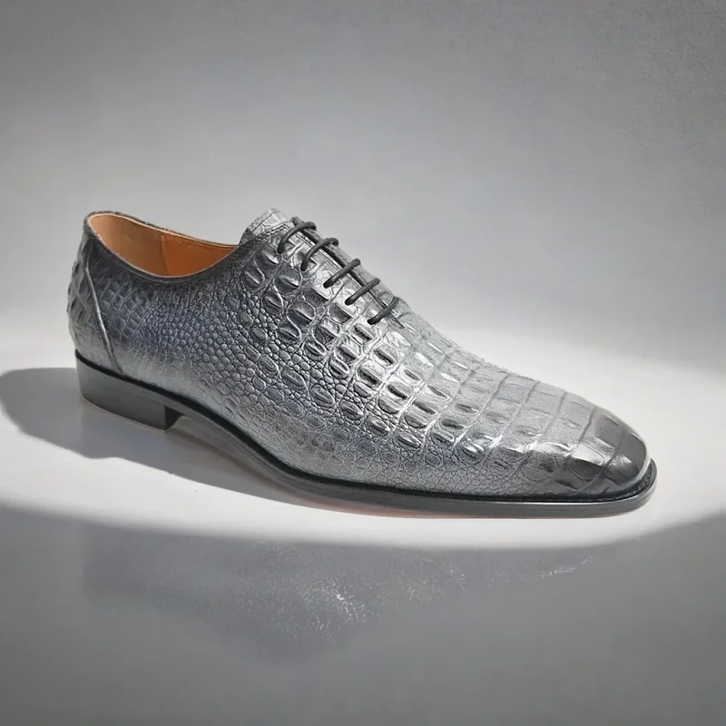 Zapatos De boda clásicos De lujo Oxford para Hombre, Zapatos De vestir con patrón De cocodrilo, Zapatos De Vestir para Hombre con cordones De alta calidad para boda