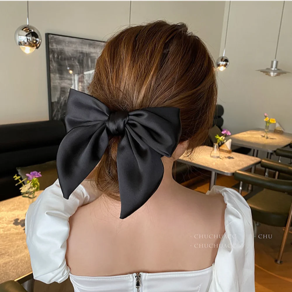 Fashion Cloth Bow Ribbon Hair Tie Solid Color Scrunchies Bow Hair Tie Bow Ponytail Headband Women