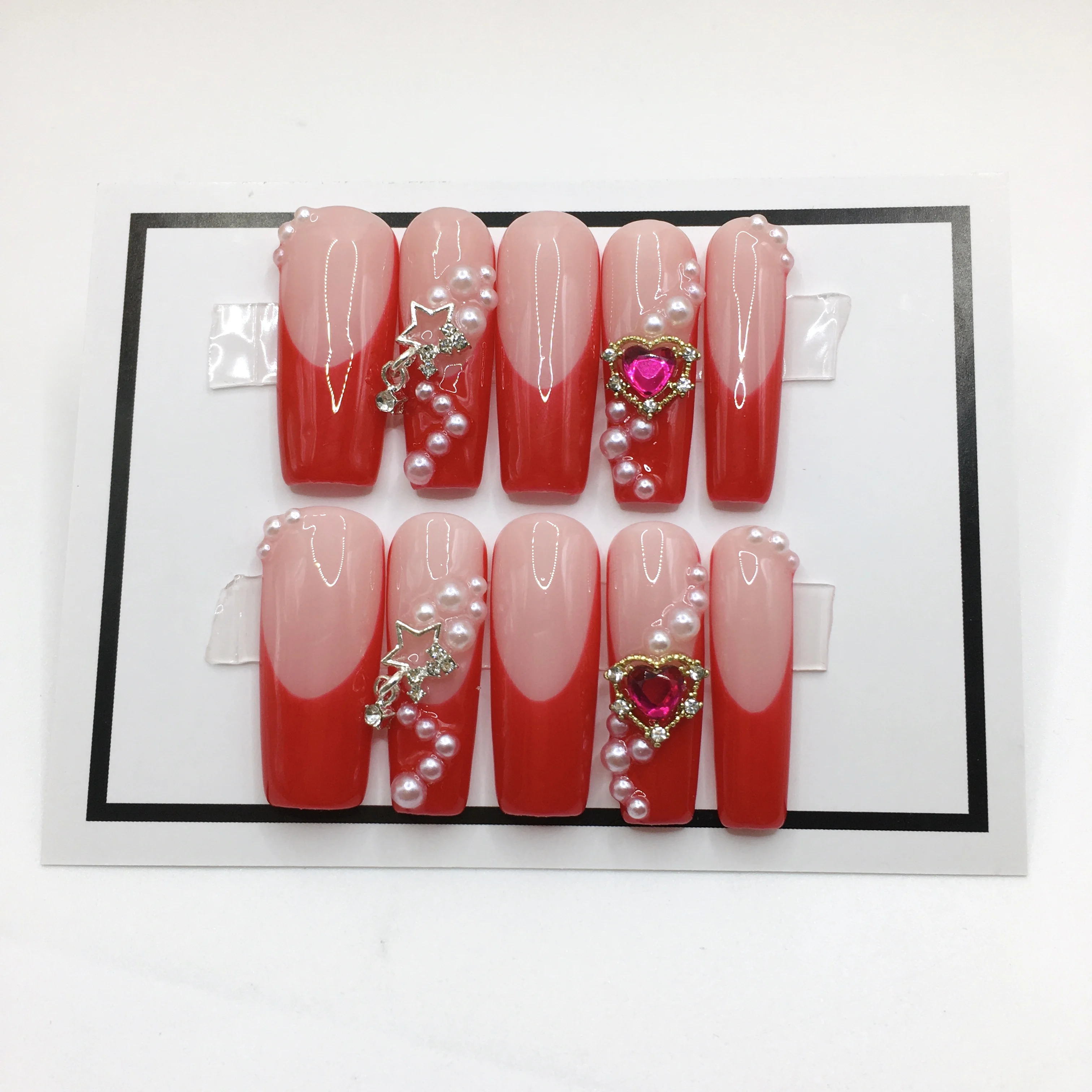 New Near Luxury High Quality Bulk Acrylic Design Wholesale Must Reusable Nail With free package