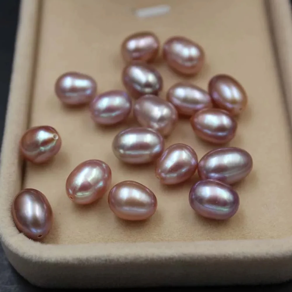 AAA Natural Freshwater Pearls Bead Rice Shape Half Hole Pearl Loose Spacer Beaded for Making DIY Jewerly Necklace Earrings 6-7mm