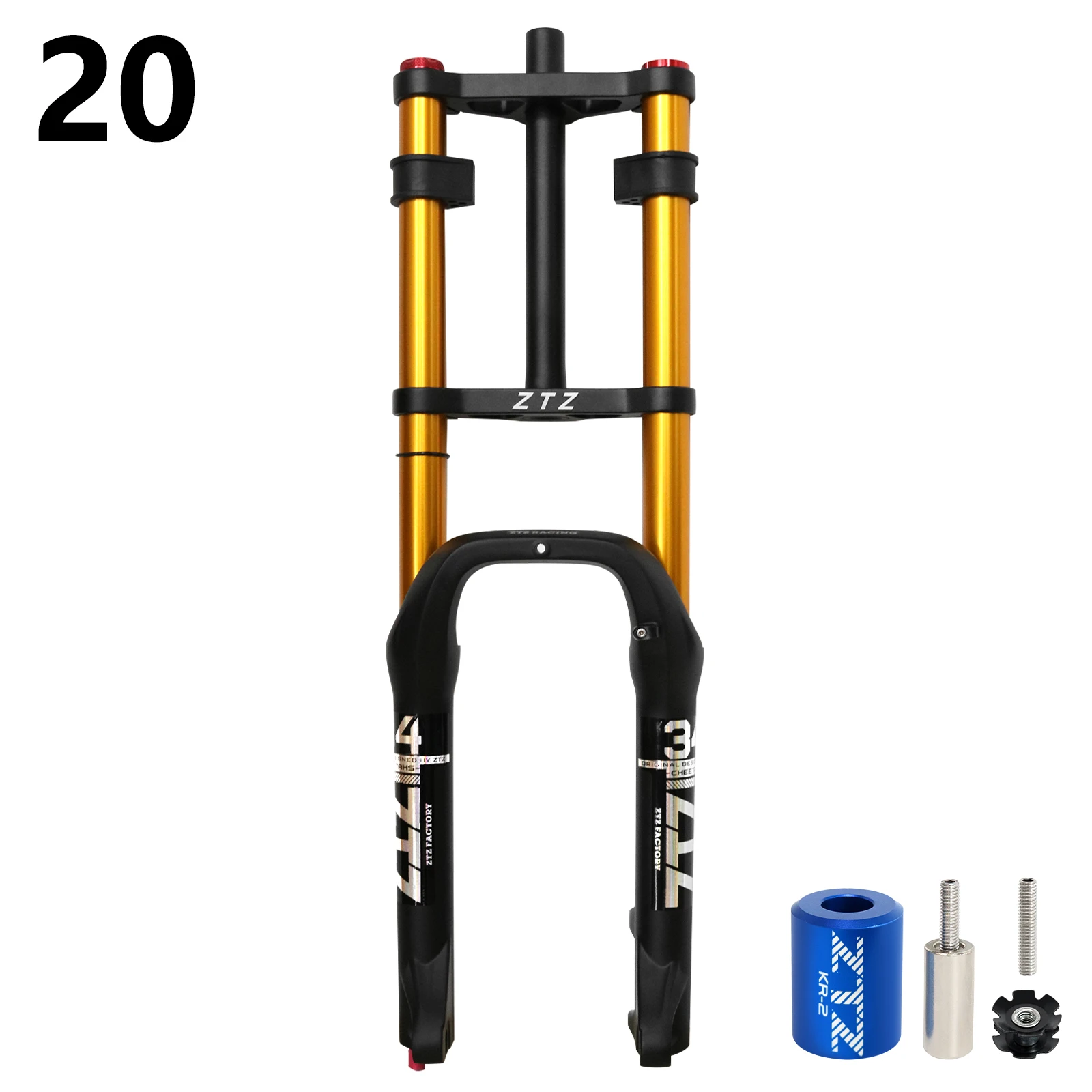 ZTZ 20/26 inch 4.0 Fat Tire fiets luchtverende vork - 180 mm veerweg, 135 mm naafafstand, QR 9 mm, dubbele kroon schokdempervork