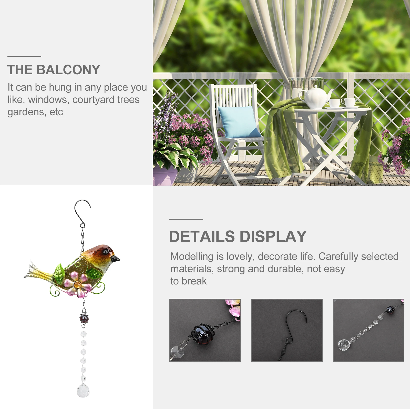 

Iron Art Pendant Crystal Suncatcher Bird Themed Home Sun Catchers Indoor Window Garden Window Decoration Ornament