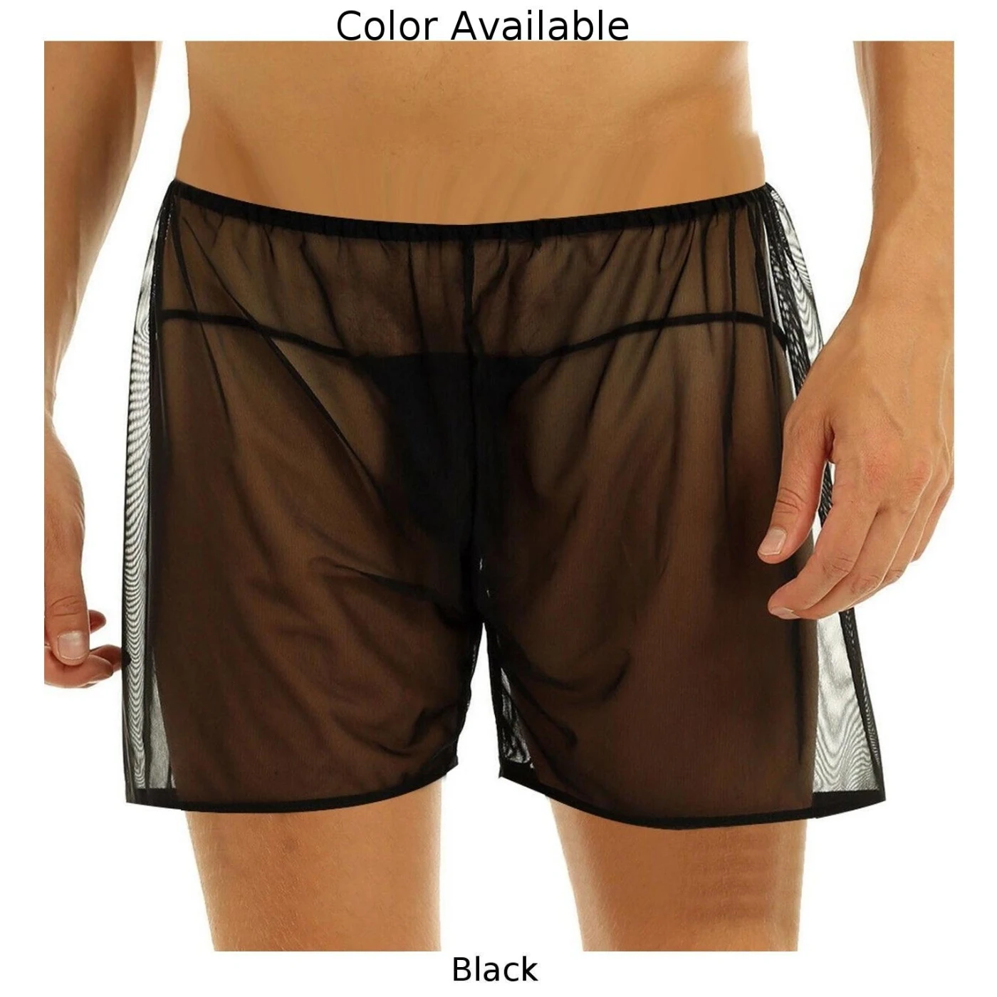 Men Sexy Underwear Mesh Trunk Briefs Male Shorts Thong Loose Comfy Pants Sheer Nightwear Transparent Thong Panties