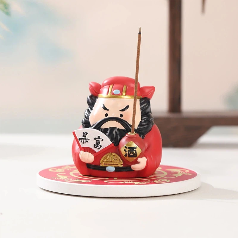 

ROOGO Chinese Traditional Zhong Kui Figurine Incense Holder Cute Desktop Office Ornament Evil Repellent Blind Box Creative Gift
