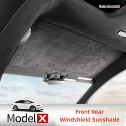 3PCS Car Sun Shade Soft Suede Front Rear Windshield Visor Sunshade Cover for Tesla Model X 2023 Front Rear Window Protection
