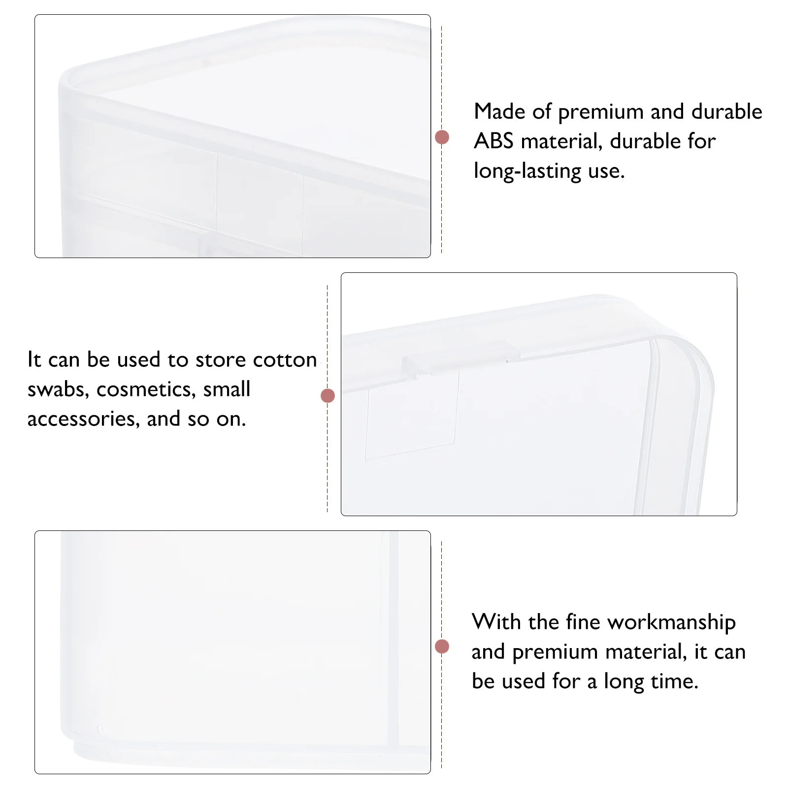 

2Pcs Cotton Pads Organizer Storage Box Transparent ABS Material Manicure Tool Holder Nail Art Cotton Swab Storage