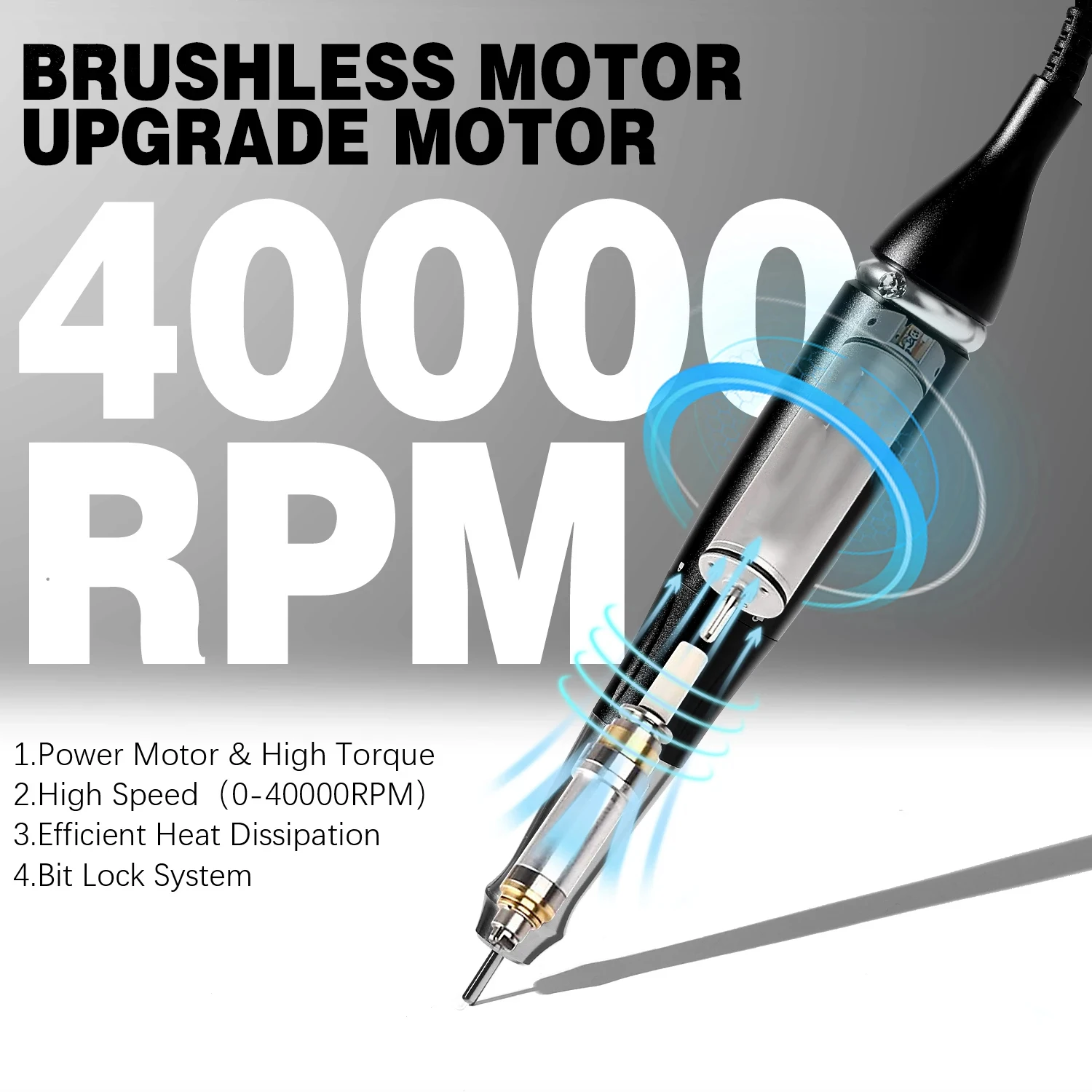 2024 New 40000RPM 85W Rechargeable Brushless Motor Nails Sander Electric Nail Drill Machine for  Gel Removing