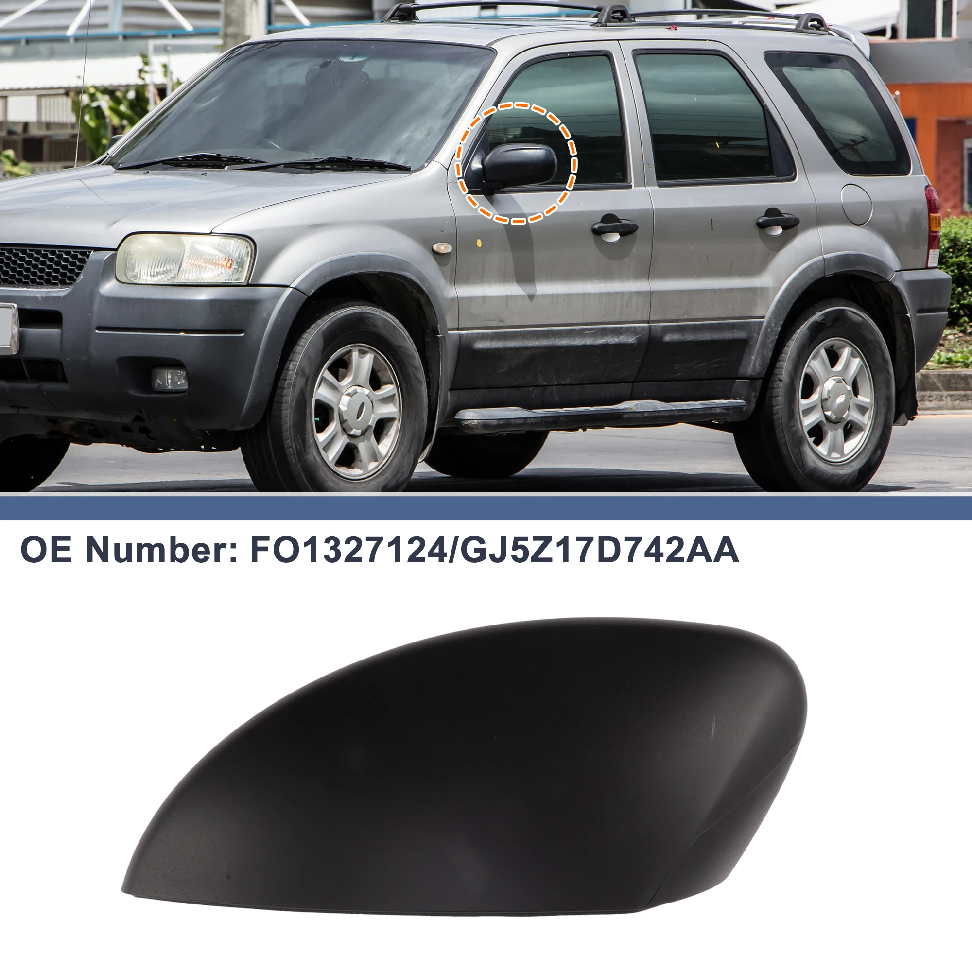 UXCELL Rearview Mirror Cover Cap Left Driver Side for Ford Escape 2017 2018 2019