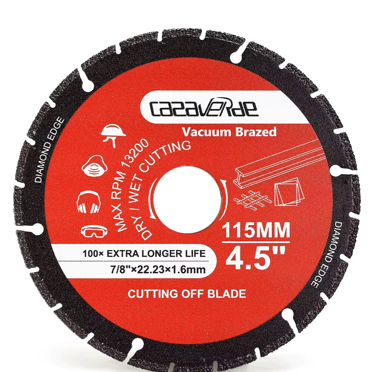 Casaverde 115mm Diamond Cutting Wheel,Diamond Saw Blade Angle Grinder Cutting Wheel For Cutting Metal Rebar Steel Cast Iron INOX