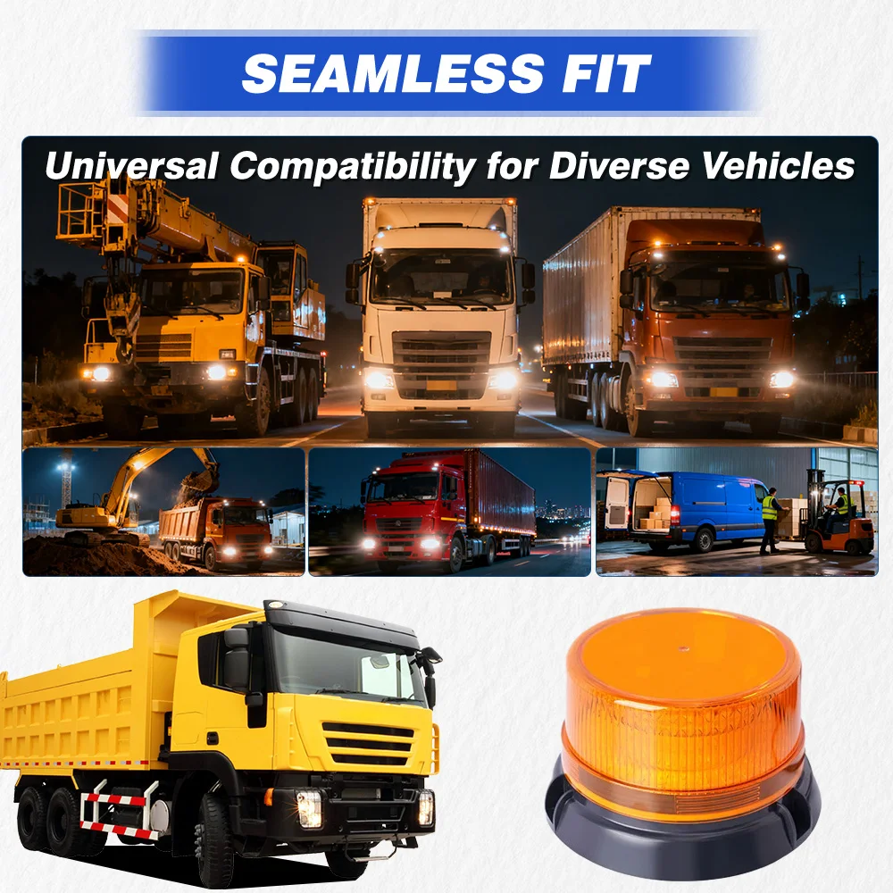 12V-80V 有線/デュアルボタンスイッチカーチャージャー 90 LED 警告ビーコンライト ストロボライト点滅ビーコン 磁気ベース付き