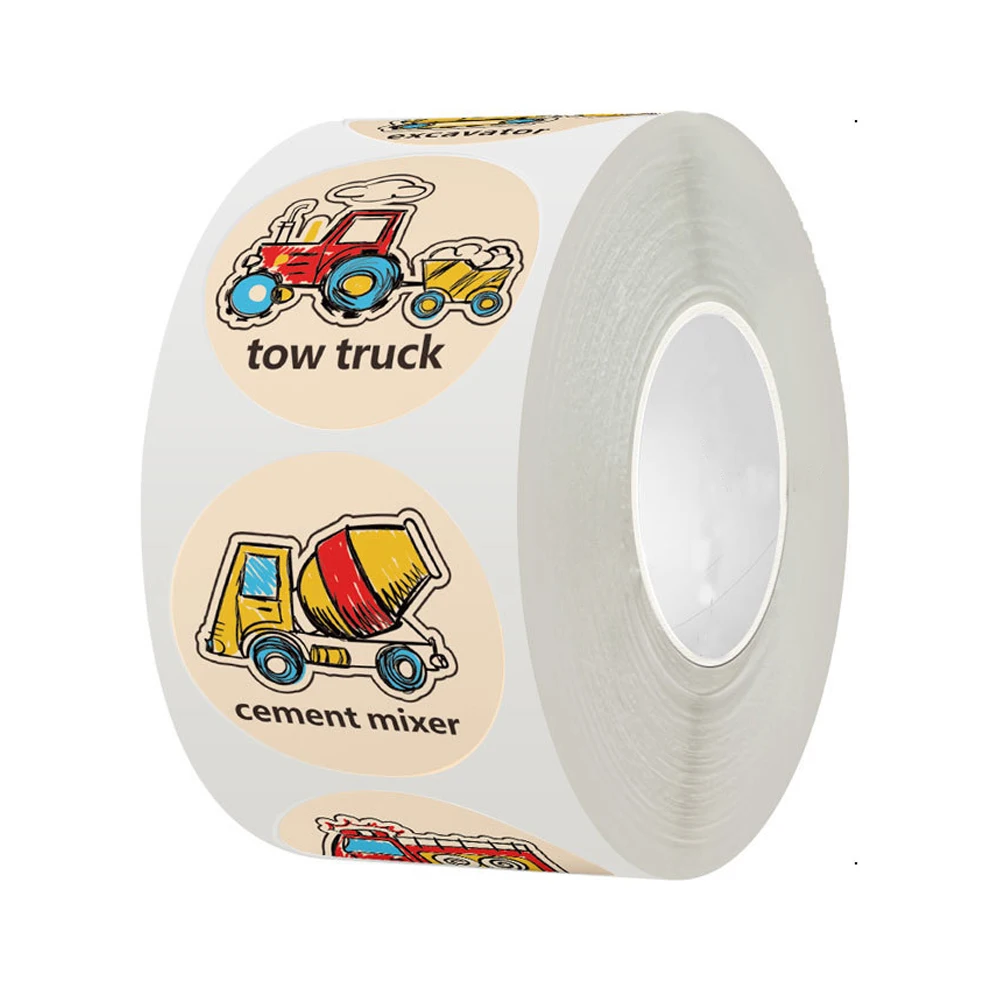 500 Stuks 8 Ontwerpen Kinderen Puzzel Stickers 1Inch Treinbus Sticker Schattige Transportauto 'S Voor Aanmoediging Student Kinderen Labels