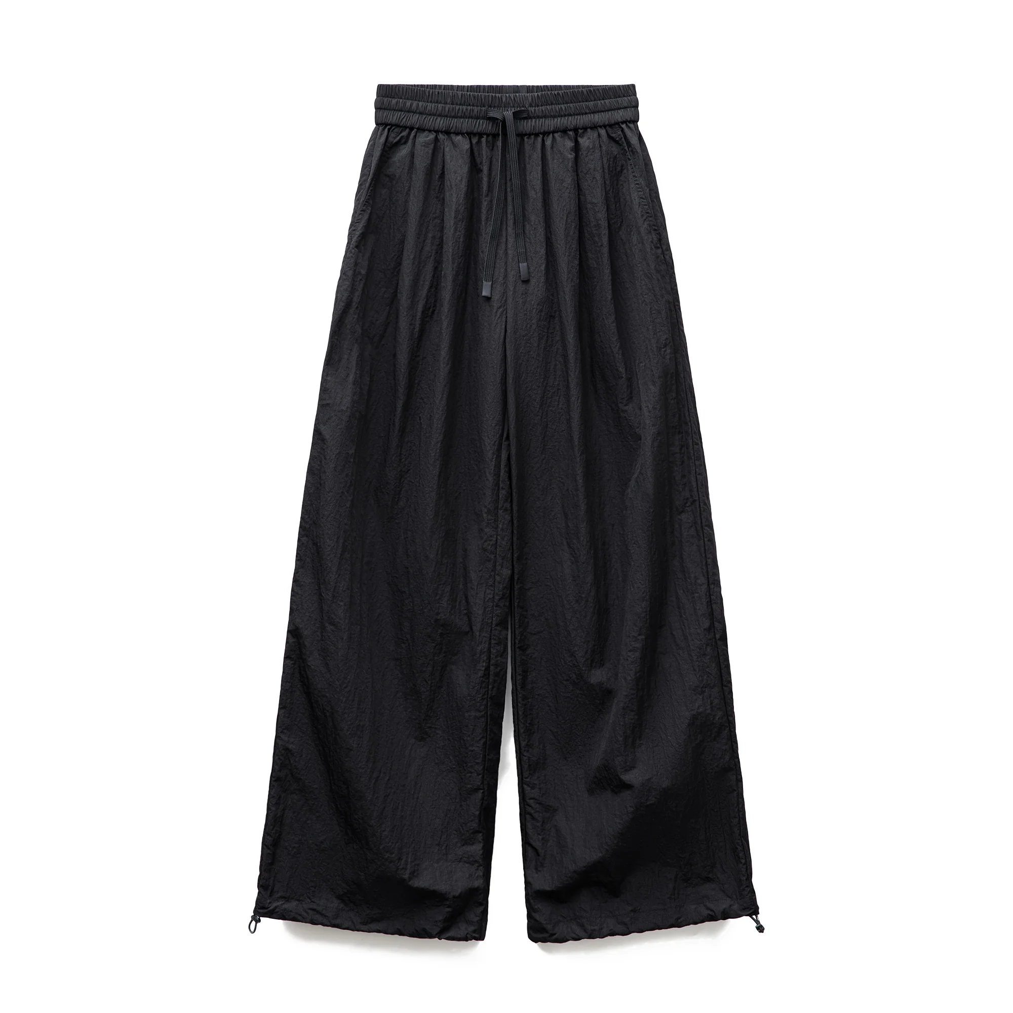 Maden المرأة السوداء سريعة الجافة السراويل البضائع غير رسمية واسعة الساق الرباط مرونة الخصر السراويل الصيف في الهواء الطلق مطاطا الكاحلين بنطلون