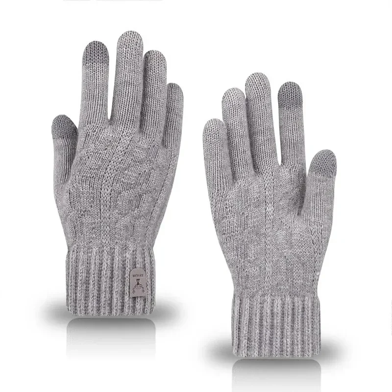 new men\'s warm gloves winter touch screen plus fleece gloves cold warm wool knitted gloves