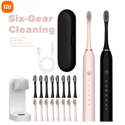 Electric Ultrasonic Toothbrush Six Speed Mode Home Soft Hair USB Charging Waterproof Toothbrush Washable 8 brush heads Whitening