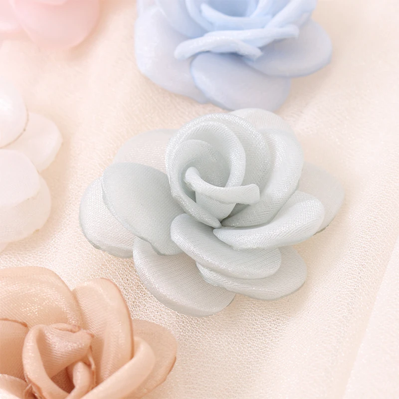 5Pcs/Lot Pink Camellia Rose Chiffon Fabric Flower for Home Room Wedding Invitation Artificial Flowers for Dress Decorations