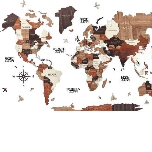 

3D solid wood world map, wall decorations, pendants