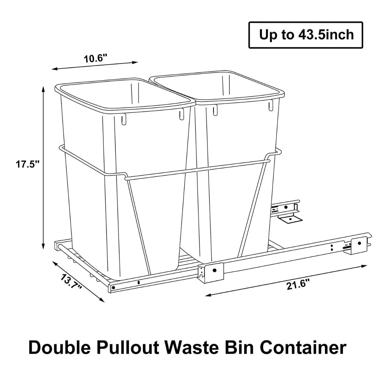 Trash can container Double 35 quart can be pulled out of trash can under kitchen cabinets