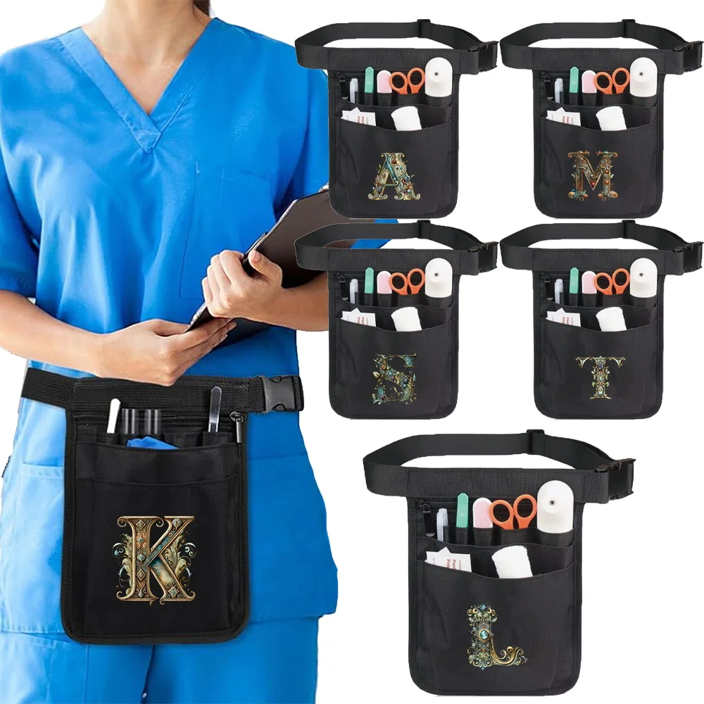 

Slimline Utility Waist Bag Graphic Letter Print Quick Access Pockets and Adjustable Strap Great for On The Go Tasks and Errands